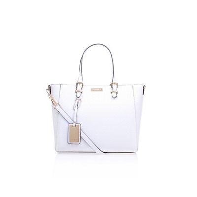White Dina woven winged tote handbag with shoulder straps